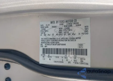 2007 Ford Explorer Xlt from USA, damaged, VIN 1FMEU73E47UB70595